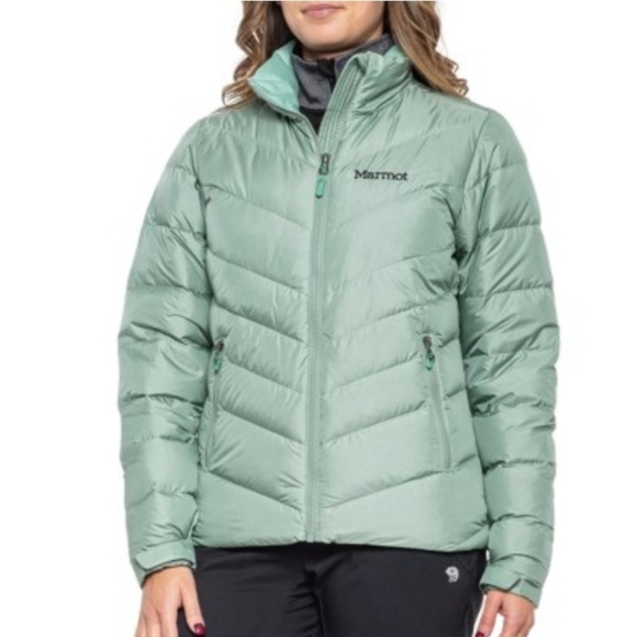 Marmot 600 Down Filled Quilted Puffer Coat Large Spanish Moss Pinecrest Coat - Picture 1 of 10